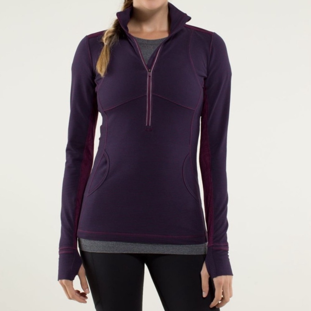 Lululemon Star Runner Pullover Sweater Half Zip Hyper Stripe Plum Purple Paisley